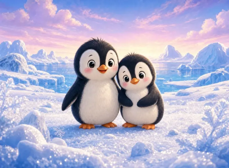 Cover art for the children's picture book "Penguin Friends"