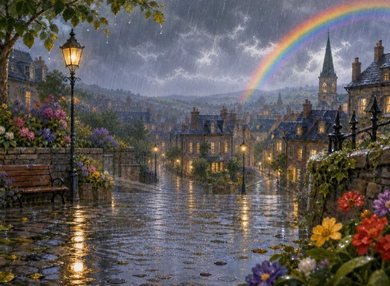 Cover art for the children's picture book "The Rainbow Umbrella"