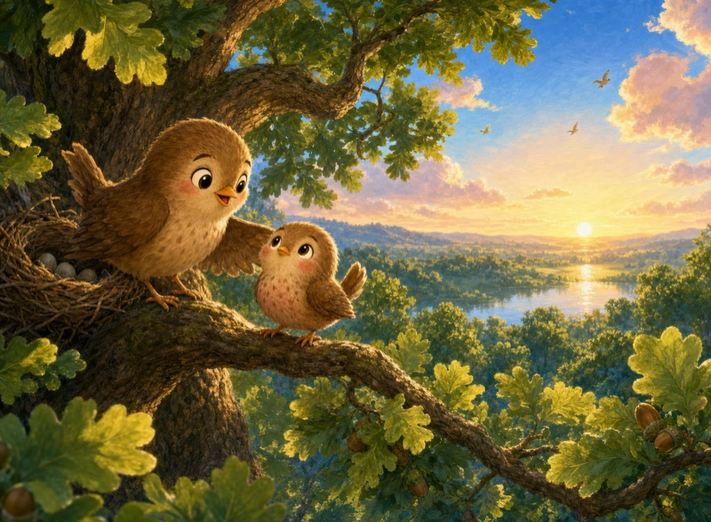 Cover art for the children's picture book "Wren's First Flight"