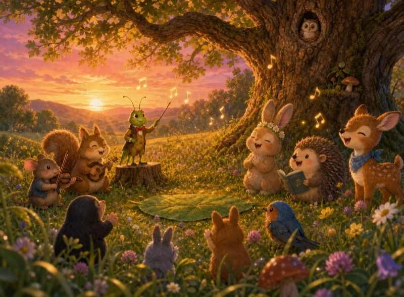 Cover art for the children's bedtime story "The Meadow Concert"