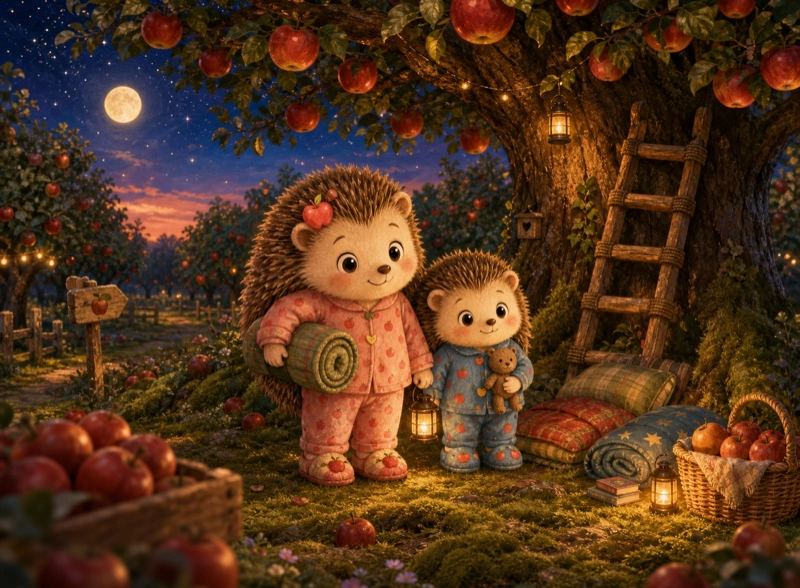 Cover art for the children's bedtime story "Hazel's Apple Sleepout"