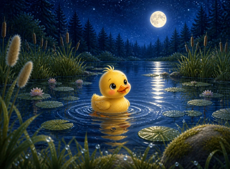 Cover art for the children's bedtime story "The Moon in the Pond"