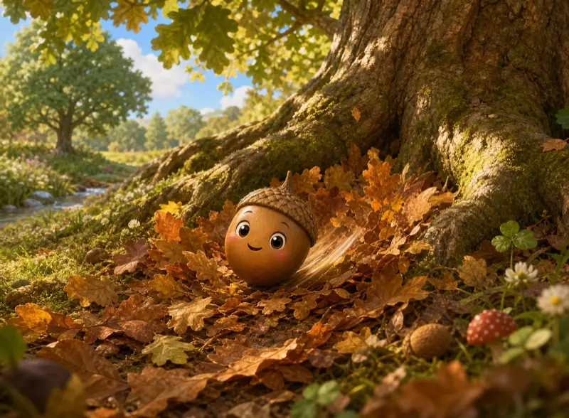 Cover art for the children's picture book "The Brave Little Acorn"