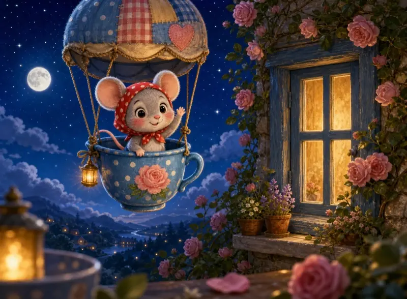 Cover art for the children's picture book "Mira's Teacup Balloon"