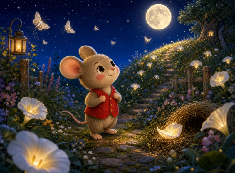 Cover art for the children's bedtime story "Max and the Moonflowers"